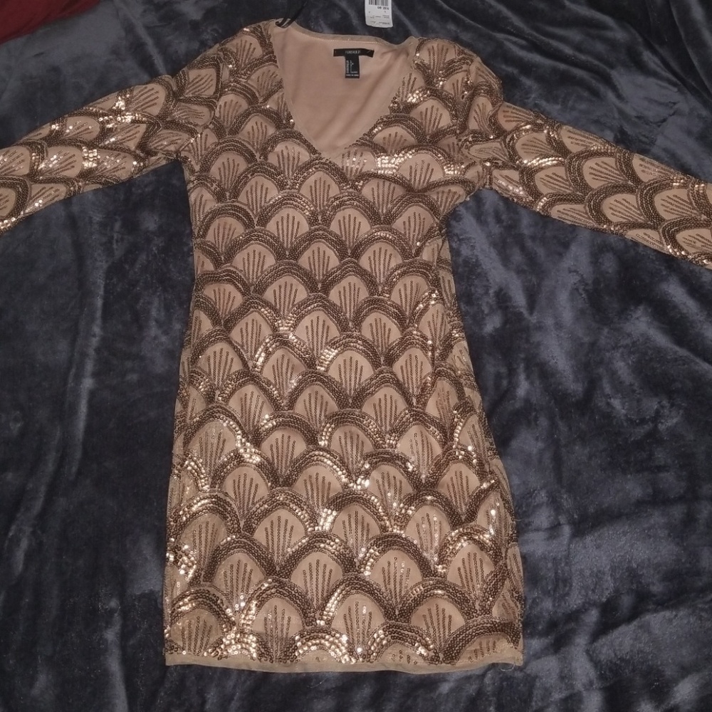 Bronze Sequence Mini Dress